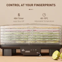 HOMCOM 40-70℃ Six-Tray Food Dehydrator - Black(m-7)