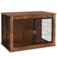PawHut Hondenbox, Transportbox voor honden, Verblijfsbox, voor huisdieren, 2 afsluitbare deuren, 98 x 60 x 65,5 cm, Bruin(m-10)