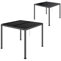 Outsunny Pérgola con Techo Ajustable y Sistema de Drenaje Estructura de Aluminio para Jardín o Patio 298x298x223,5 cm Gris(m-11)