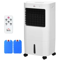 Klimatyzator HOMCOM, Chłodziarka, 3 Tryby, Funkcja Timera, na Kółkach, Plastik, Biały(m-1)