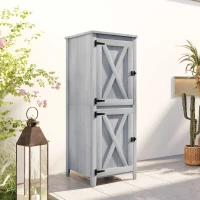 Outsunny Capanno da Giardino Porta Attrezzi con 2 Armadietti, Ante con Blocco e Ripiani Rimovibili, Grigio(m-7)
