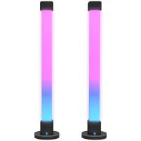 HOMCOM Conjunto de 2 Candeeiros de Mesa LED com Controlo Remoto App Bluetooth Sincronização com Música 6x6x32,5 cm Branco(m-1)