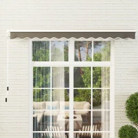Outsunny 3 x 2.5m Garden Patio Manual Awning, Retractable Canopy Sun Shade Shelter with Fittings and Crank Handle, Dark Grey(m-8)