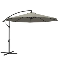 Outsunny 3m Overhanging Cantilever Parasol, with Cross Base - Light Grey(m-11)