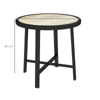 Outsunny Round Small Garden Table, 50.5cm Outdoor Side Table with SPC Tabletop, Metal Frame and Anti-slip Foot Pads for Garden, Balcony, Nature Wood Finish(m-3)
