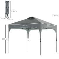 Outsunny 3 x 3(M) Pop Up Gazebo, UPF 50+ Foldable Canopy Tent with Wheeled Carrybag, 4 Leg Weight Bags, Height Adjustable Marquee Shelter 1 person easy setup for Outdoor Garden Patio Party, Dark Grey(m-3)