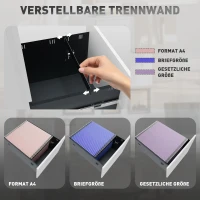 Vinsetto Rollcontainer, Aktenschrank, Trennwand, zentral abschließbar, Stahlgehäuse, 5 Räder, weiß, 39 x 48 x 67 cm(m-6)