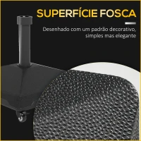 Outsunny Base para Chapéu de Sol Quadrada Suporte para Chapéu de Sol Preenchível com Água 17kg ou Areia 21kg 45x45x40 cm Preto(m-8)