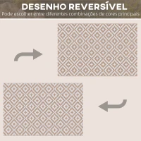 Outsunny Tapete de Exterior 182x274 cm Reversível com Desenho Geomátrico  para Varanda Pátio Campismo Prais Branco e Castanho(m-6)