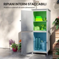 Outsunny Capanno da Giardino Porta Attrezzi con 2 Armadietti, Ante con Blocco e Ripiani Rimovibili, Grigio(m-5)