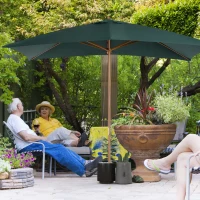 Outsunny 2 x 3m Wooden Garden Parasol Umbrella Outdoor Sun Shade Canopy, Green(m-12)