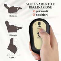 HOMCOM Poltrona Relax Alzapersona e Reclinabile con 8 Punti Massaggio e Riscaldamento, 2 Telecomandi, Marrone(m-5)