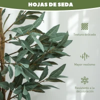 HOMCOM Árbol Artificial de Laurel 150 cm Decoración para Hogar Oficina Balcón Dormitorio Verde(m-5)