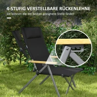 Outsunny Campingstuhl Klappstuhl Outdoorstuhl, wetterbeständig, inkl. Transporttasche, 74 x 59,5  x 98 cm, Schwarz(m-4)