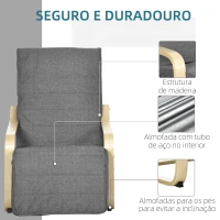 HOMCOM Poltrona Relax com Apoio para os Pés Ajustável Estofada em Tecido com Estrutura de Madeira 66,5x94x100 cm Cinza(m-6)