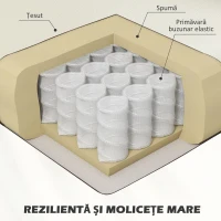 HOMCOM Fotoliu Modern din Țesătură cu Brațe și Spătar din Lemn de Cauciuc, 66x72x74 cm, Crem(m-5)