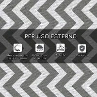 Outsunny Tappeto da Esterno Reversibile con Fantasia Geometrica, 121x182 cm, Grigio e Bianco(m-6)