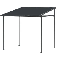 Outsunny Pérgola de Parede 2,4x2,4 m Pérgola de Jardim com Teto Inclinado Proteção UV 30+ Impermeável e Estrutura de Metal Cinza(m-8)