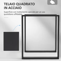HOMCOM Set 2 Gambe per Tavolo Rettangolari Stile Industriale in Acciaio, Capacità 60 kg, 60x8x72 cm, Nero(m-6)