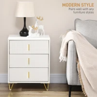 HOMCOM Set of 2 Elegant Chest of Three Drawers - White/Gold-Tone(m-4)