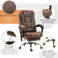 Vinsetto Fauteuil de bureau direction massant chauffant hauteur réglable dossier inclinable repose-pied + coussin lombaires(m-8)