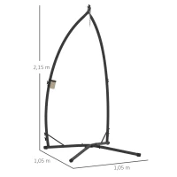 Outsunny Suporte para Cadeira Suspensa com Estrutura de Aço e Suporte para Copos Suporte para Cadeira de Baloiço 105x105x215 cm Preto(m-3)