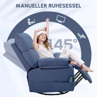 HOMCOM Massagestoel handbedienbare met Warmte- & Ligfunctie Draaibaar, tot 150 kg, Blauw(m-5)