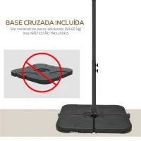 Outsunny Chapéu de Sol Excêntrico 294x193 cm Chapéu de Sol de Jardim com Base Cruzada e Manivela Impermeavel Proteção UV Bege(m-6)