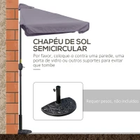Outsunny Chapéu de Sol Retangular 230x130x249 cm Chapéu de Sol de Parede com Manivela Proteção UV para Varanda Jardim Cinzento(m-6)