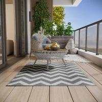 Outsunny Tappeto da Esterno Reversibile con Fantasia Geometrica, 121x182 cm, Grigio e Bianco(m-8)