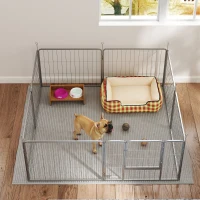 PawHut Haustiergehege, Hundezaun, Haustierspielplatz, flexibel anpassbar, rostfreier Stahl(m-8)