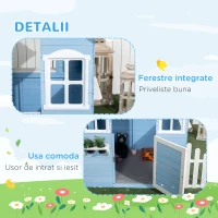 Outsunny Casuta din Lemn de Exterior pentru Copii cu Usa si ferestre, Casuta pentru Copii de la 3 la 7 Ani, 151x112.5x142cm, Albastra(m-7)