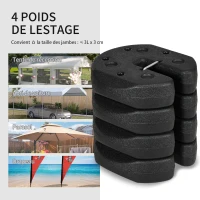 Outsunny Lot de 4 poids de lestage circulaire pour tonnelle barnum tente avec broches de renforcement et corde de transport HDPE(m-4)