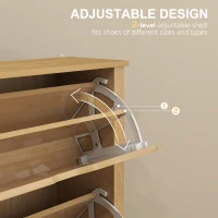 HOMCOM Slim Shoe Cabinet, Narrow Shoe Cupboard with 3 Drawers, Adjustable Shelves for 18 Pairs of Shoes, Natural Wood Finish(m-5)