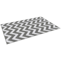 Outsunny Tappeto da Esterno Reversibile con Fantasia Geometrica, 121x182 cm, Grigio e Bianco