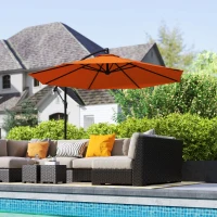 Outsunny 3m Garden Banana Parasol with Cross Base for Garden Family Use, Orange(m-9)
