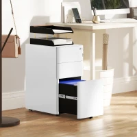 Vinsetto 3-Drawer Steel Filing Cabinet with Lock - White(m-2)