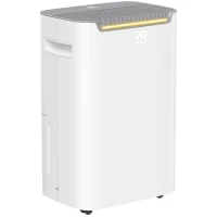 HOMCOM Desumidificador Elétrico 20L/Dia Depósito 2,5L Temporizador 24H Ecrã Digital para Ambientes até 25㎡ 32x23x49 cm Branco(m-10)