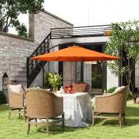 Outsunny 3m Garden Banana Parasol with Cross Base for Garden Family Use, Orange(m-10)