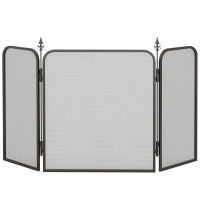 HOMCOM Parascintille Camino Pieghevole 3 Pannelli in Metallo Nero