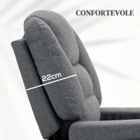 HOMCOM Poltrona Alzapersona Reclinabile con 8 Punti Massaggianti, in Tessuto Effetto Lino, 97x90x102 cm, Grigio(m-7)