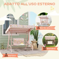 AIYAPLAY Dondolo per Bambini da Esterno a 2 Posti con Tettuccio Regolabile e Cinture di Sicurezza, 112x75x120 cm, Rosa(m-6)