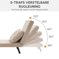 HOMCOM Relaxstoel Ligstoel Fluweelstoel, Ligfunctie, Fluweeloptiek, 63 cm x 73 cm x 81 cm, Beige(m-5)