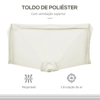 Outsunny Chapéu de Sol Retangular 230x130x249 cm Chapéu de Sol de Parede com Manivela Proteção UV para Varanda Jardim Creme(m-7)
