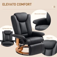 HOMCOM Faux Leather Recliner Chair - Black(m-7)