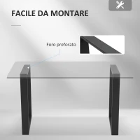 HOMCOM Set 2 Gambe per Tavolo Rettangolari Stile Industriale in Acciaio, Capacità 60 kg, 60x8x72 cm, Nero(m-4)