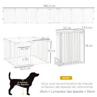 PawHut Barrière de sécurité barrière de protection cheminée parc enclos chien pliable modulable 8 panneaux porte sans perçage(m-3)