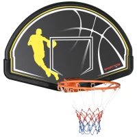 SPORTNOW Canasta de Baloncesto de Pared Aro de Baloncesto para Interior y Exterior 110x90x70 cm Negro y Amarillo(m-1)