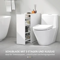 HOMCOM Smalle Badkamerkast, Vloerkast met Diepe Lade, Vrijstaande Badkamerschank, Spaanplaat, Wit(m-4)