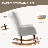 HOMCOM Schommelstoel in Lichtgrijs, Knuffelachtige Bekleding, Dikke Vulling, Antislip, Comfortabel(m-4)